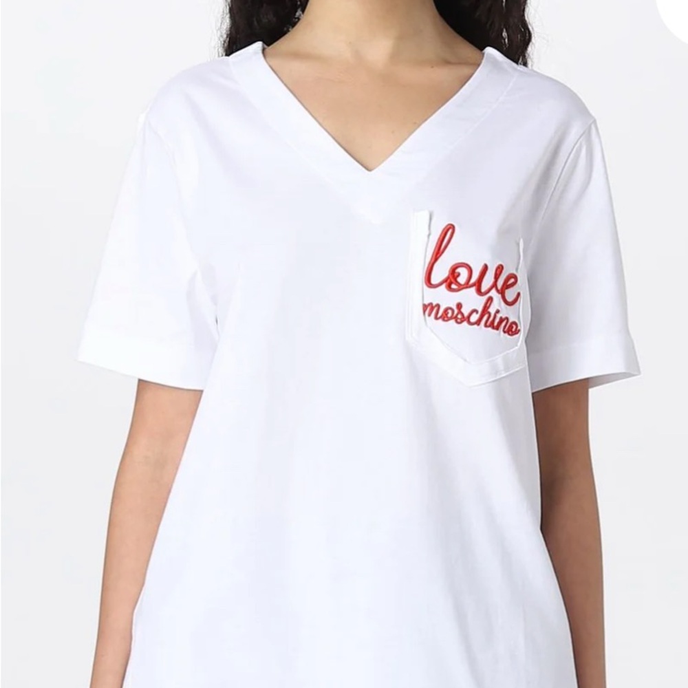NWT Love Moschino White T-Shirt with Red Logo